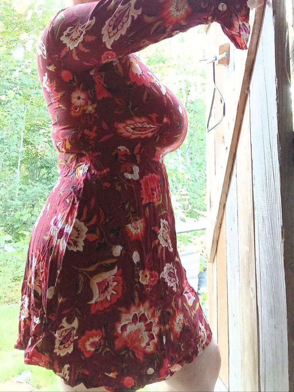 Old Navy Burgundy and Pink Floral Dress
